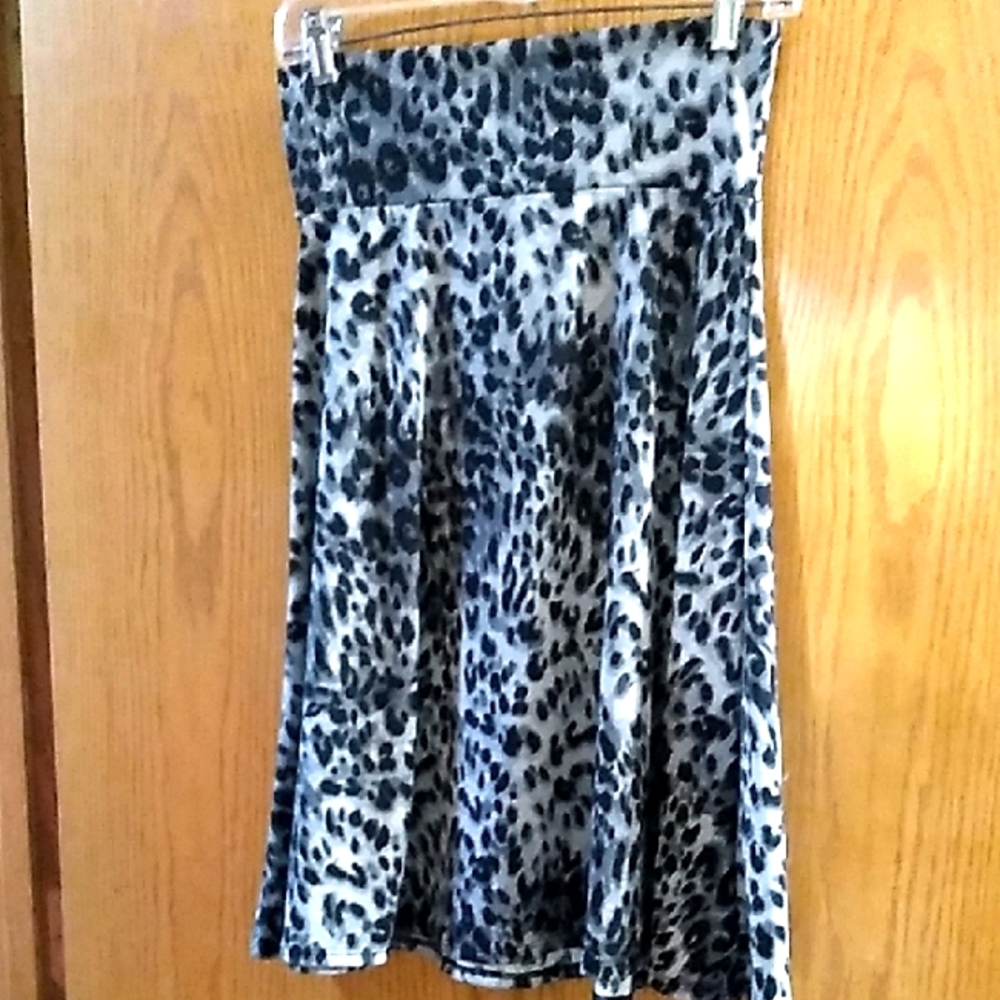 Leopard Print Women's Skirt - Black and Gray